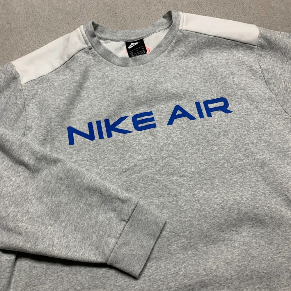 Nike Air Sportswear Fleece Crew Neck Sweatshirt Mens XXL Gray Spellout - Picture 1 of 7